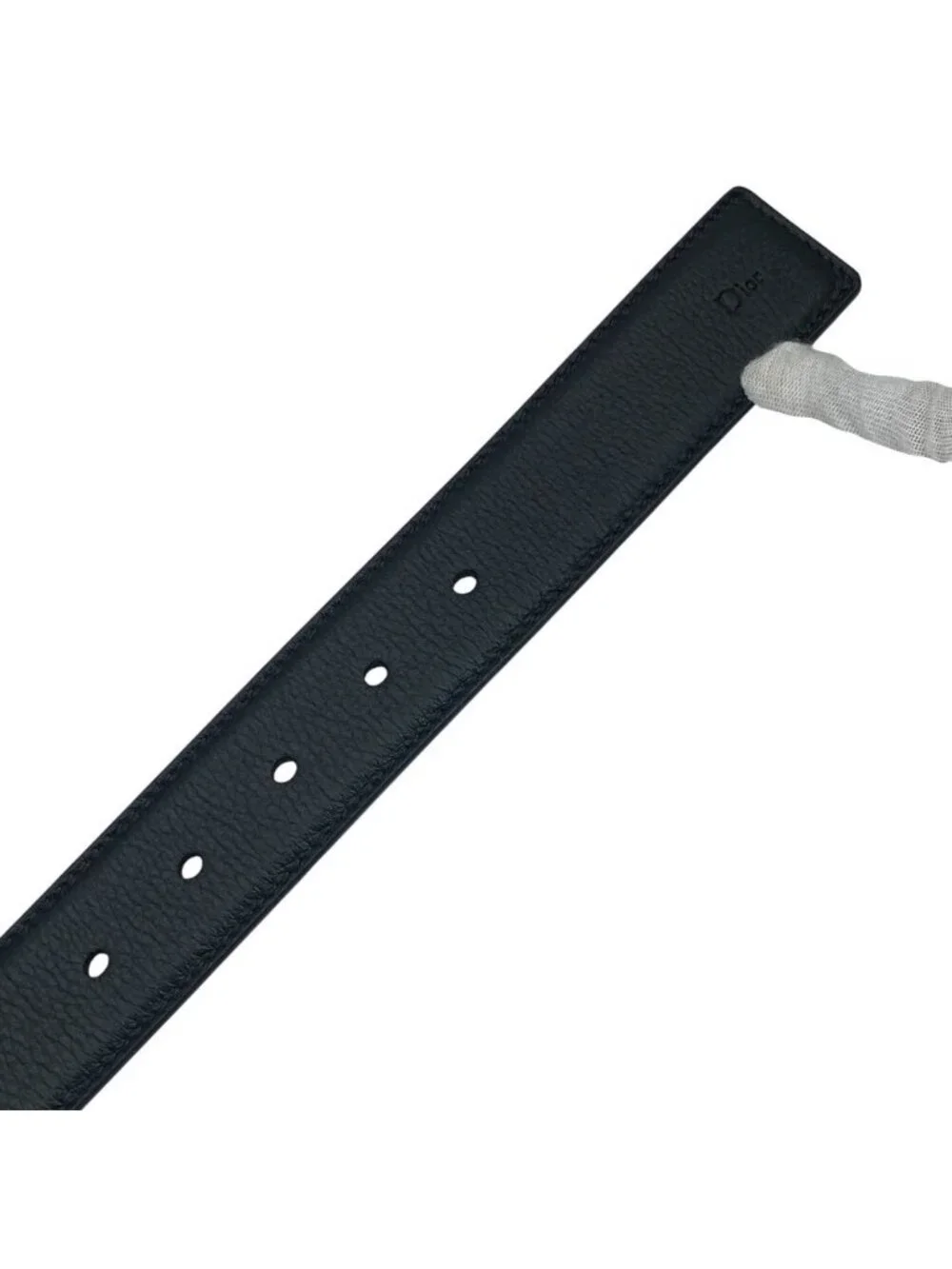 Dior Logo Buckle Belt Leather Black Daily Practical